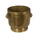 Large Hammered Brass Jardinière/Planter with Lion Heads