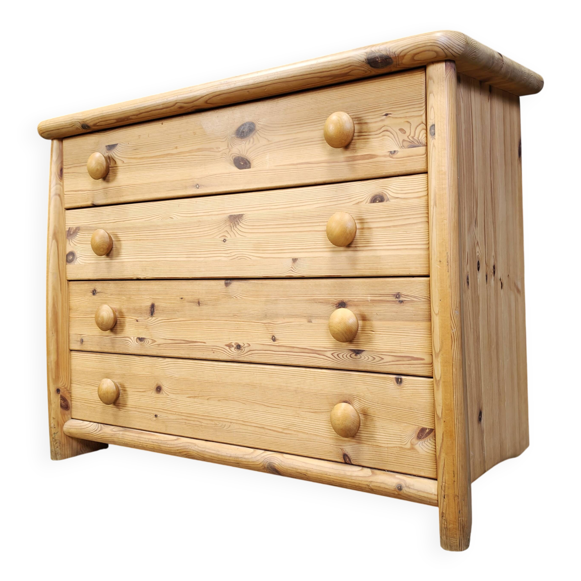 Scandinavian pine wood chest of drawers, 1980s