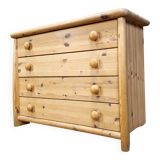 Scandinavian pine wood chest of drawers, 1980s