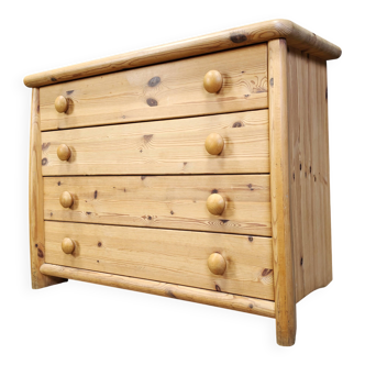Scandinavian pine wood chest of drawers, 1980s