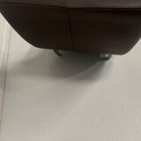 20th century black leather checkerboard relaxation bench