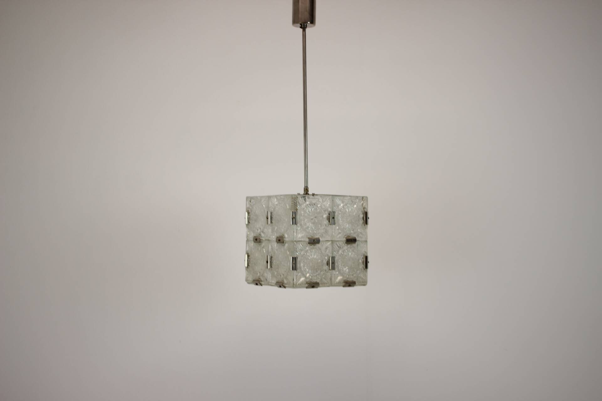 Mid-Century Square Clear Glass Pendant by Kamenicky Senov, 1960's