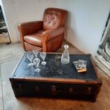 Old cabin trunk, suitcase. height 103cm