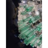Vintage Green “Quadriedro” and Clear Triedro Murano Style Glass Chandelier