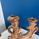 Vintage brown ceramic rustic style candlestick - vintage candle holder