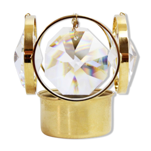 Bougeoir en laiton et cristal