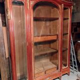 Large Louis XVI style display case with mahogany veneer and decorative bronzes