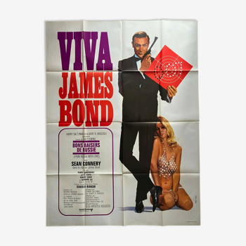 Affiche cinéma "Bons baisers de Russie, Viva James Bond" Sean Connery 120x160cm 70's