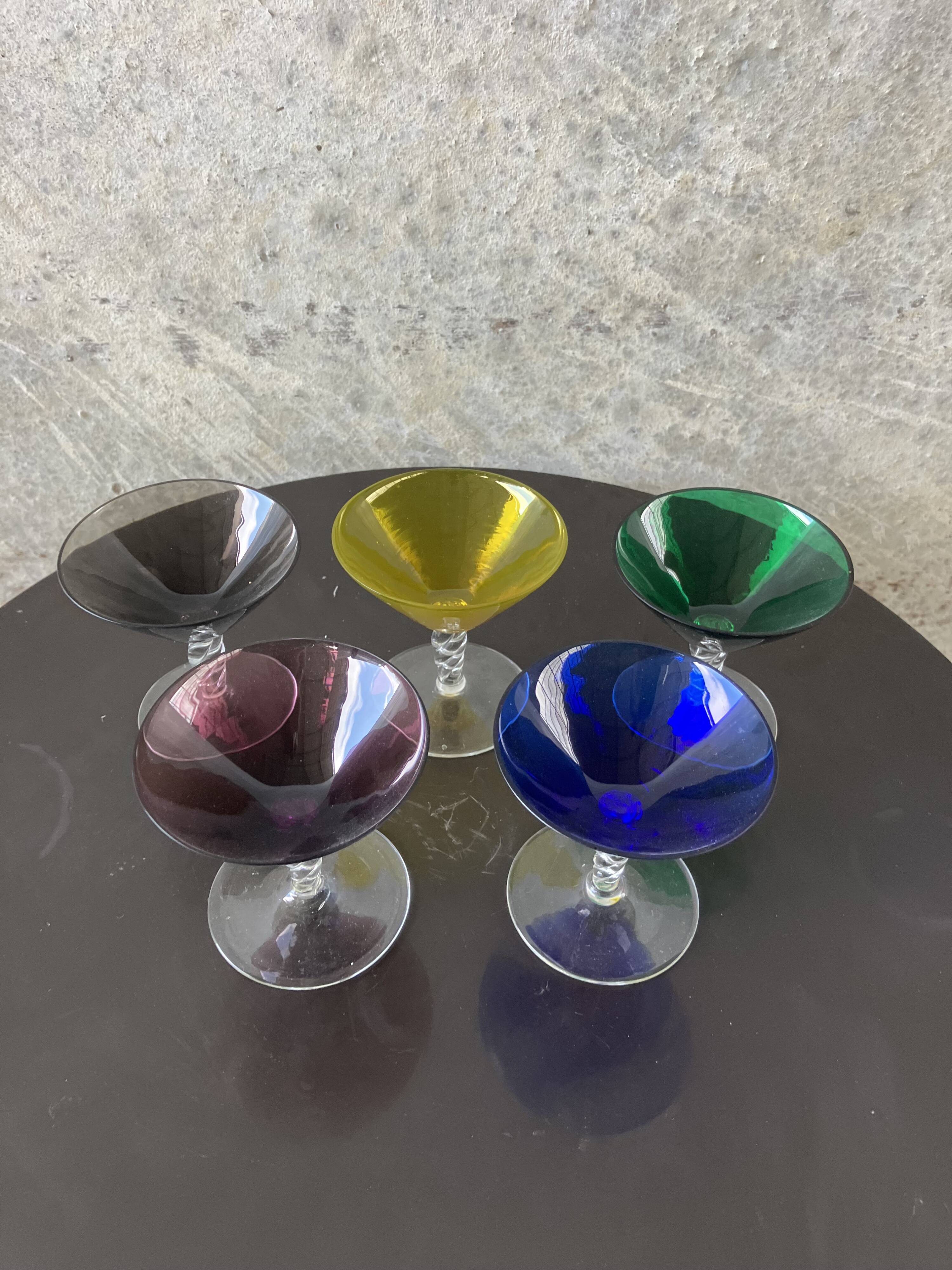 vintage 1970s martini glass set