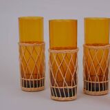 Wicker lemonade glasses x6