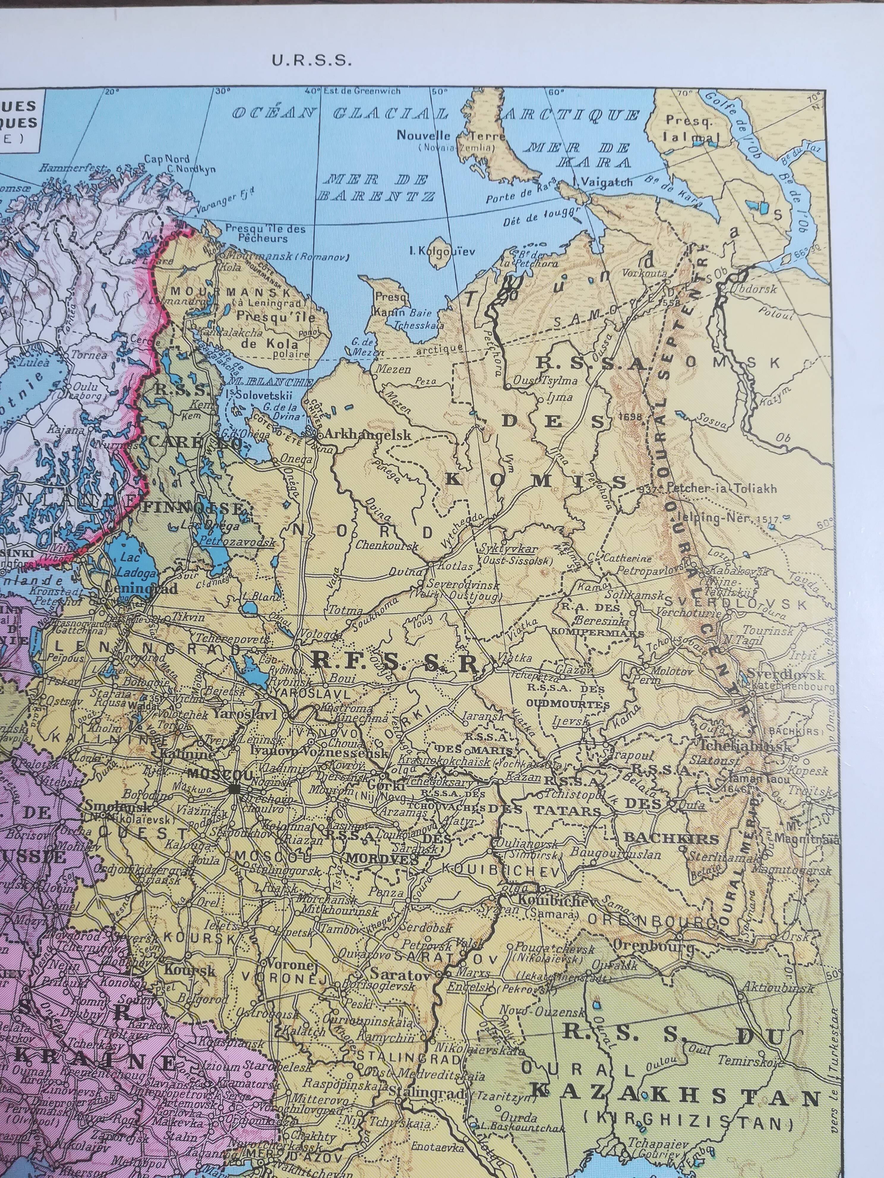 Old map of the USSR from 1928