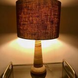 Lampe haute en grès avec abat-jour tissu d'origine