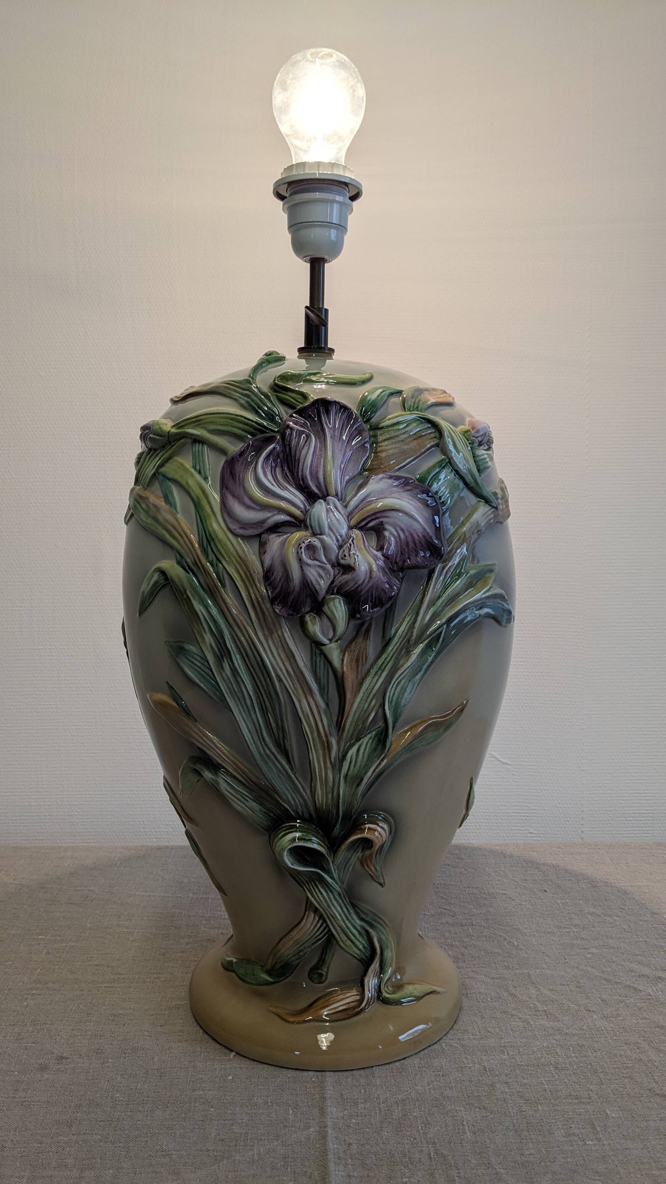 XL lamp base in earthenware from Maison Chaumette, France circa 1980.