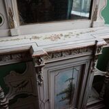Italian hand-painted Console Table with Mirror and floral painting