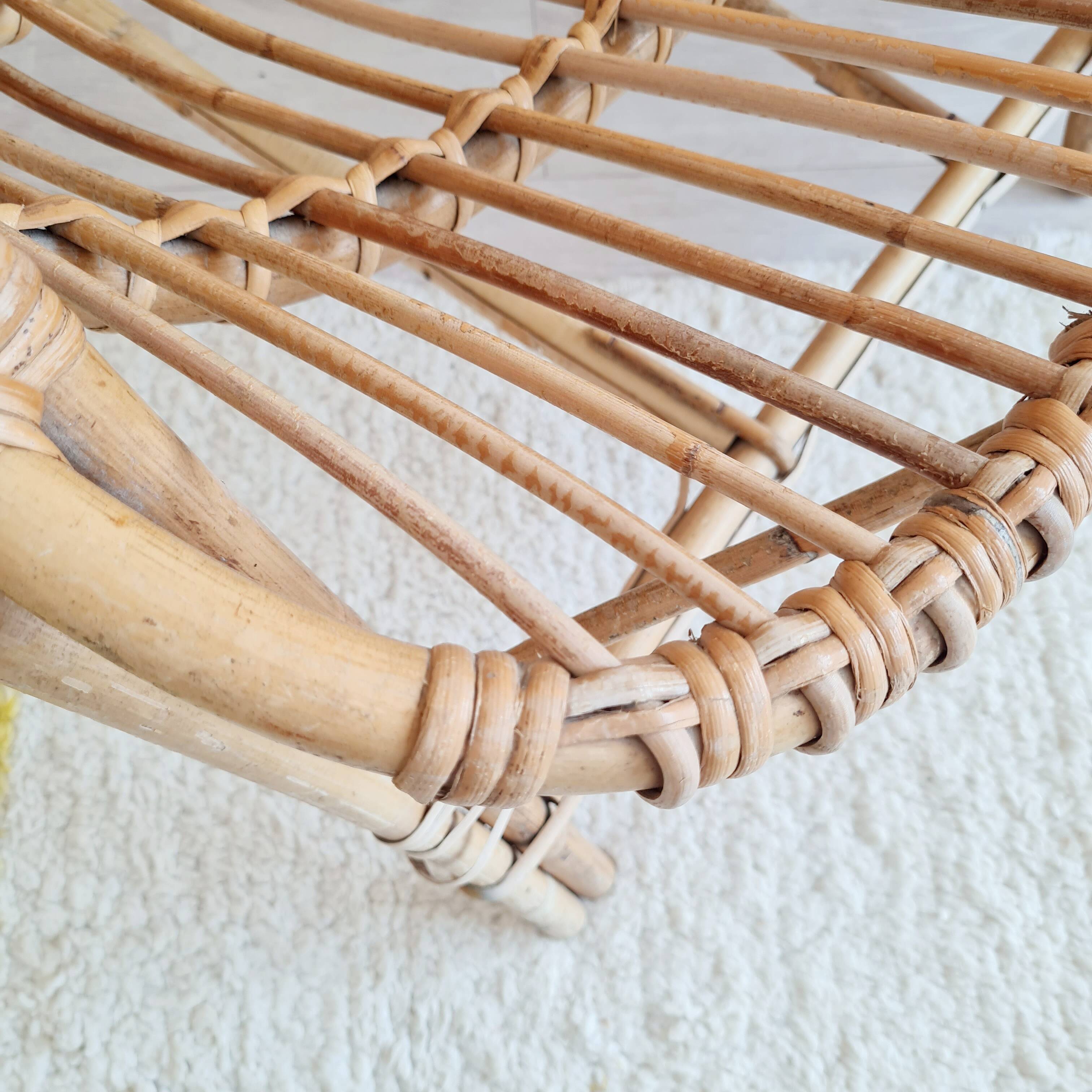 Antique rattan bench