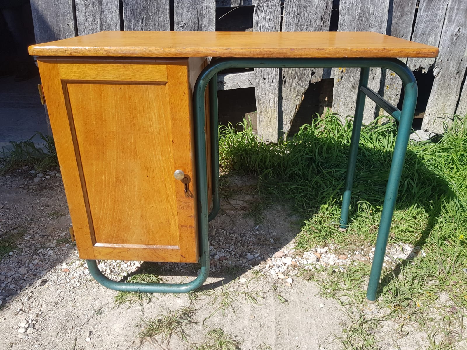 Former study office s22 of mobilor metal vert - vintage wood
