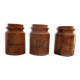 3 pots à épices avec bouchon en liège crouté.