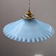 Suspension lampshade opaline serrated pale blue art deco Ø24.5