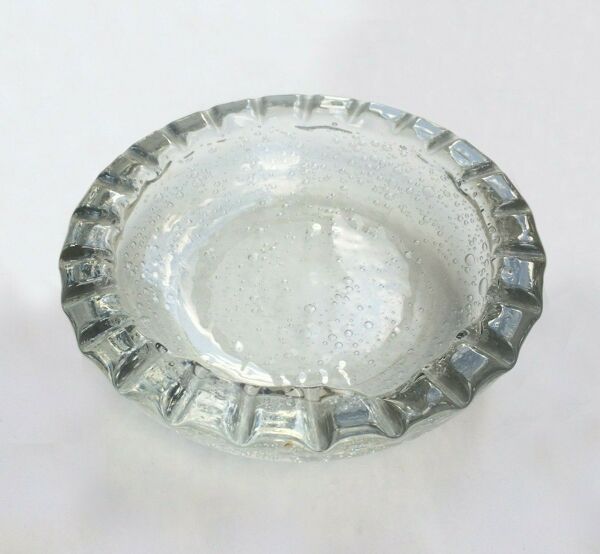 Coupe creuse cannelée en cristal soufflée bullée Daum Nancy France