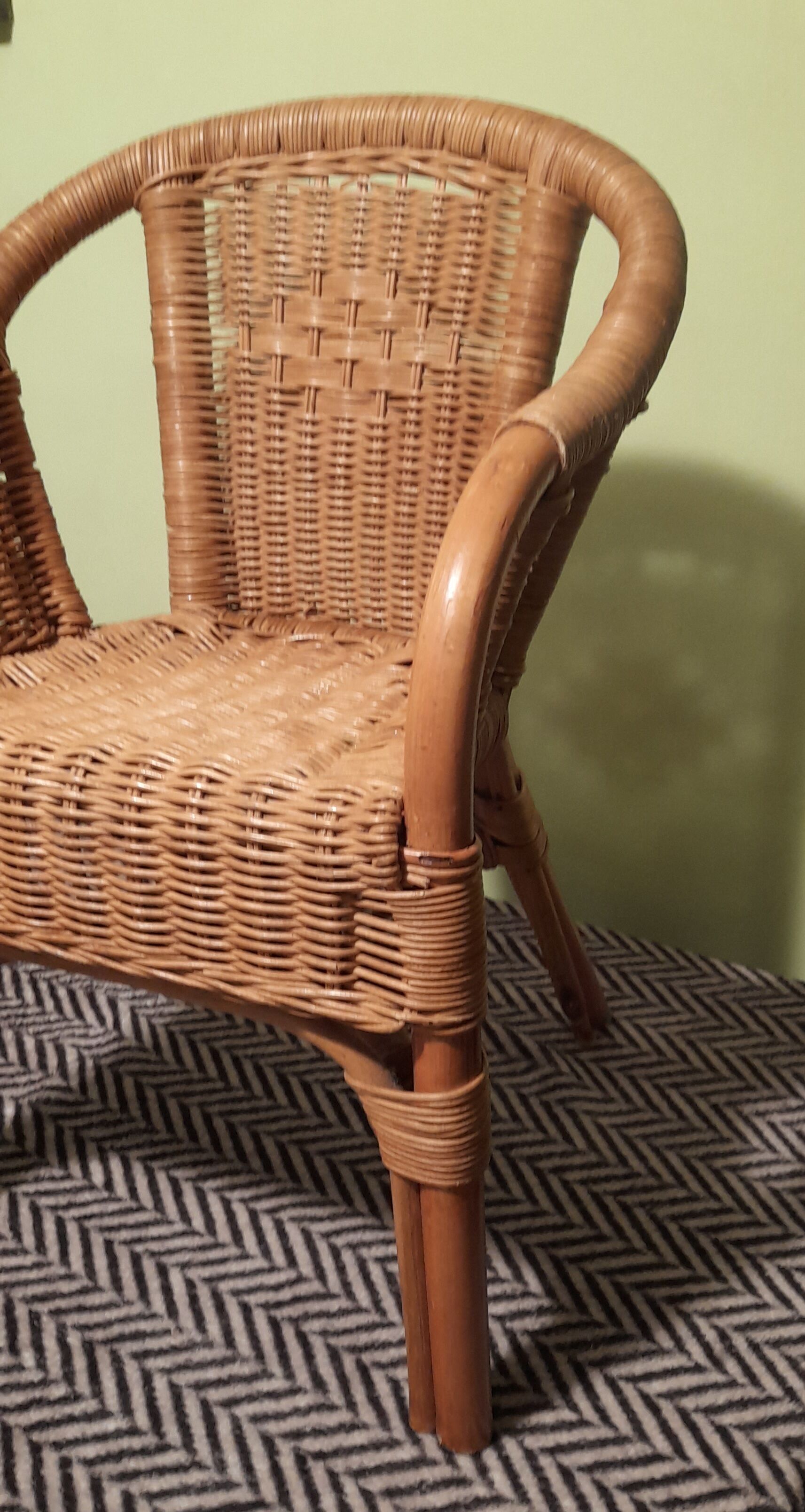 Fauteuil en rotin/osier pour enfant - vintage 1970