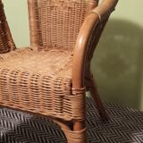 Rattan/wicker armchair for children - vintage 1970