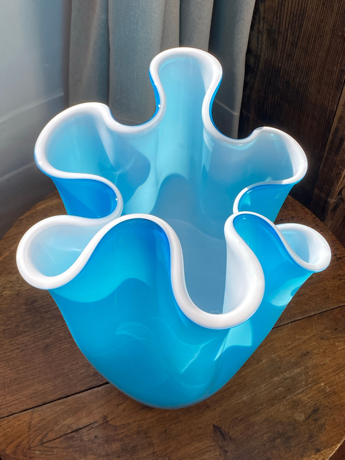 Large multi-layer glass handkerchief vase