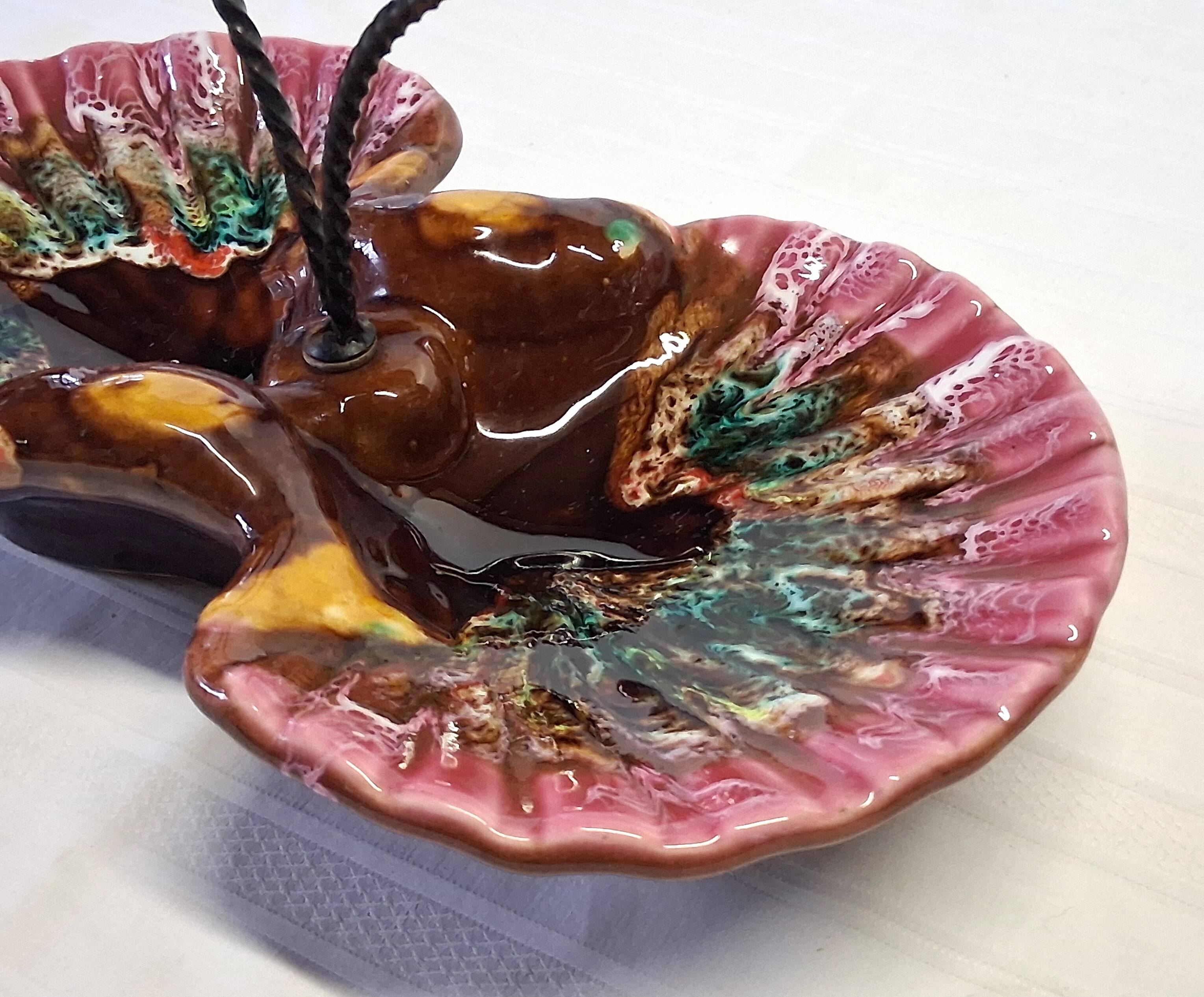 Vallauris-style shell-shaped serving tray in good condition