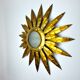 Applique florale soleil brutaliste, métal doré, Italie, 1970