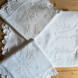 Bed adornment, 1 sheet and 2 embroidered pillowcases