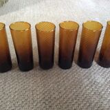 Series of 6 amber glasses