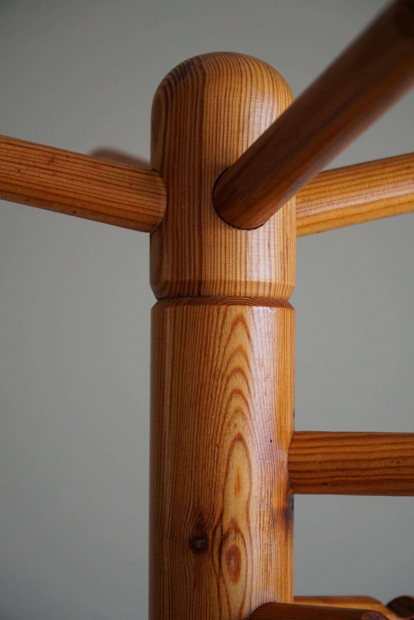 Decorative coat rack in solid pine, mid-century Danish style, 1970s.