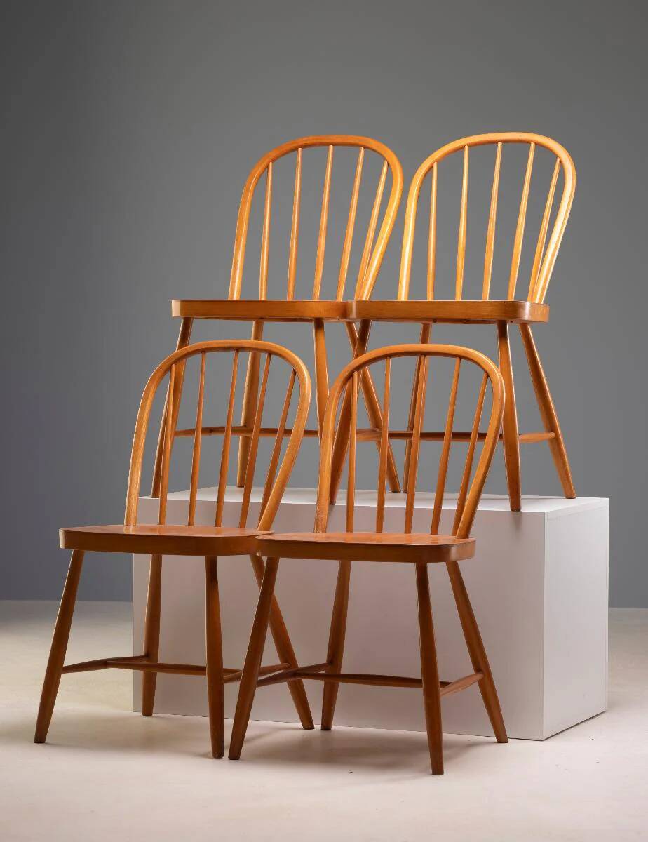 Set of four dining chairs, 1960s–70s
