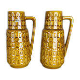 Ensemble de deux vases de lave grasse en poterie « motif ocre » par Scheurich, Allemagne, années 1970