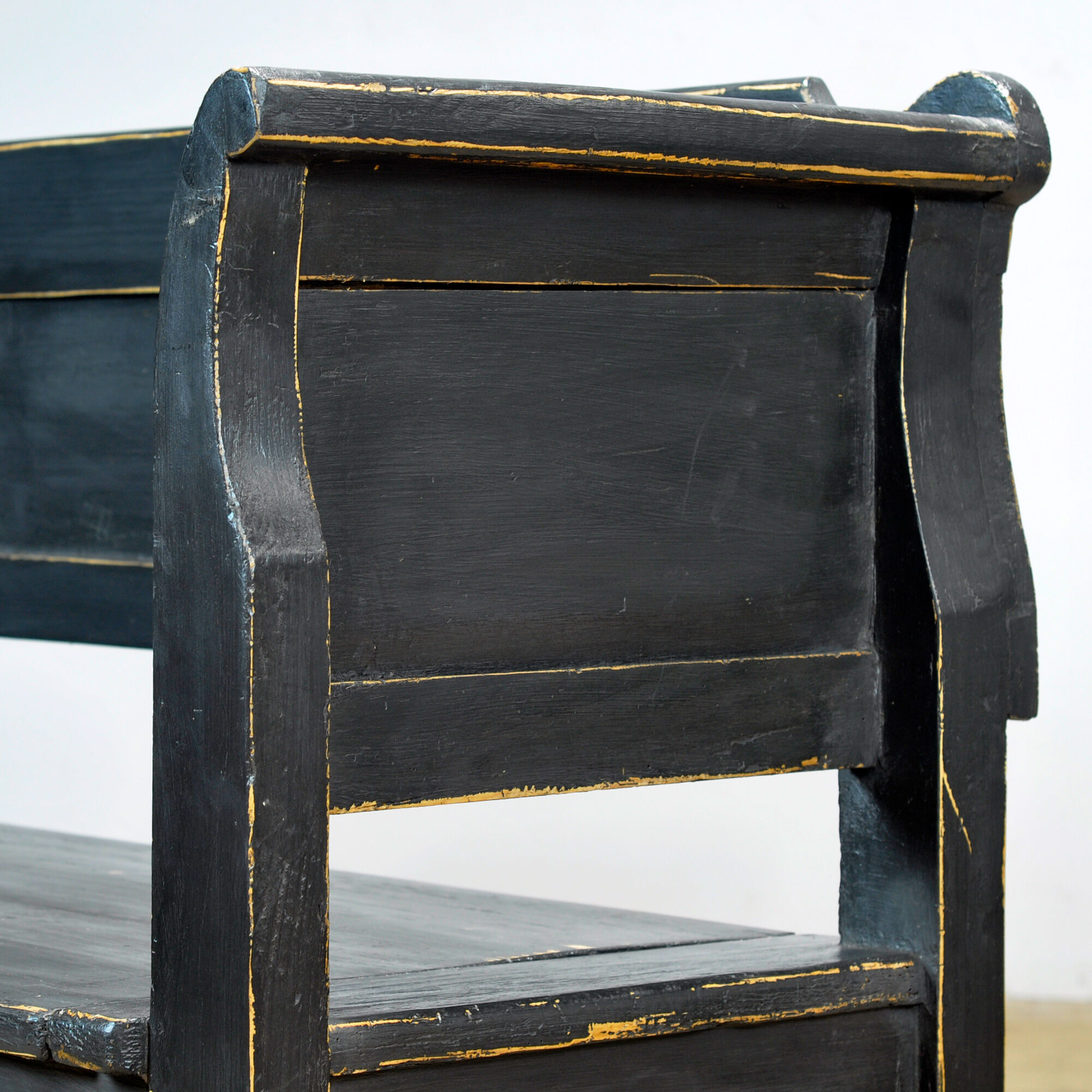 Antique pine drop-top bench, 1900s