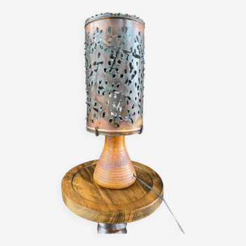 Lampe vintage Accolay cuivre et céramique