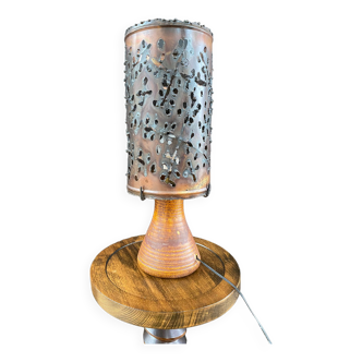Lampe vintage Accolay cuivre et céramique