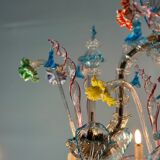 Venetian chandelier rezzonico in multicolored murano glass circa 1920