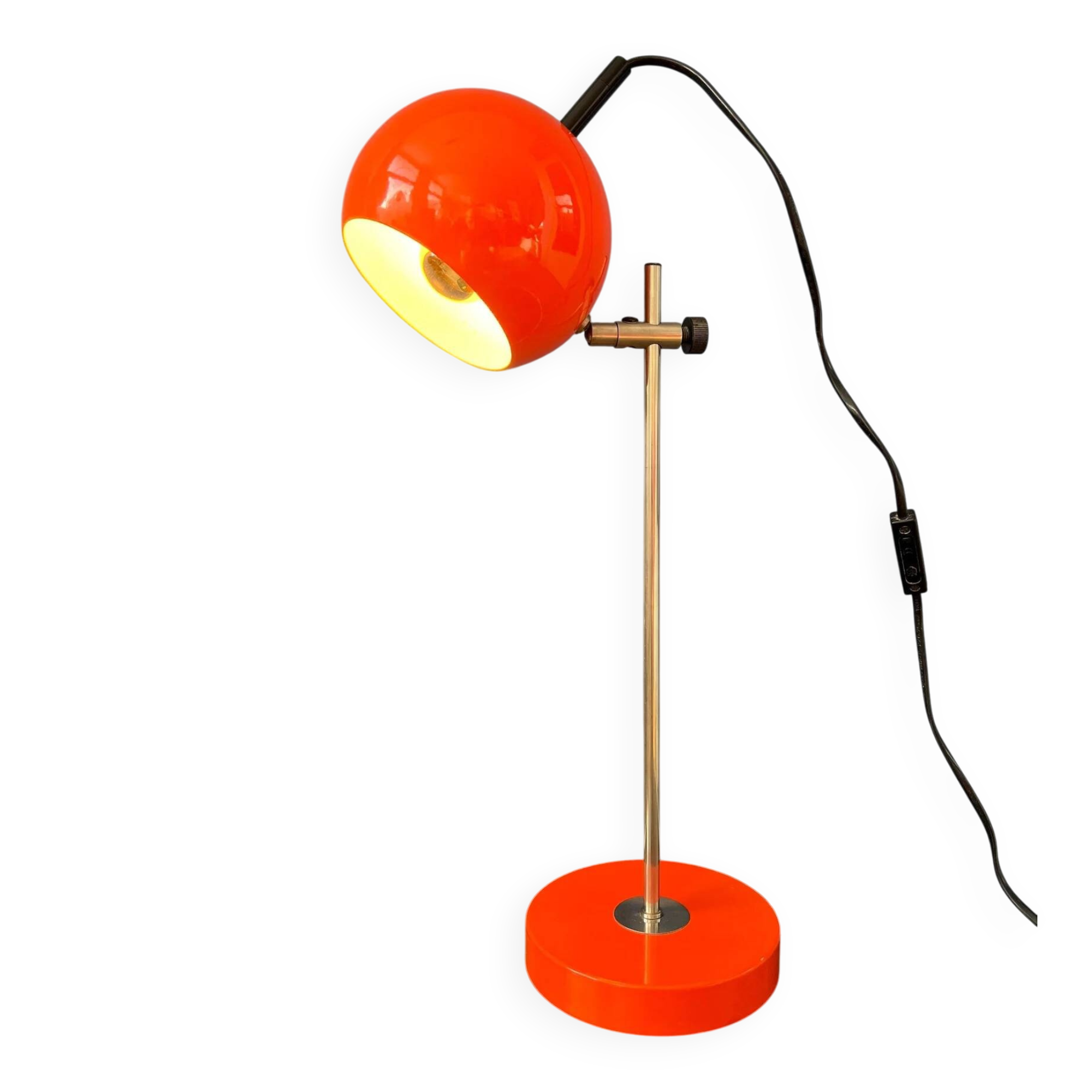Mid-century orange eyeball space age desk lamp