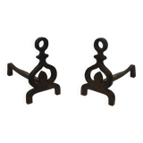 Pair of modernist wrought iron fire dogs.