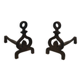 Pair of modernist wrought iron fire dogs.