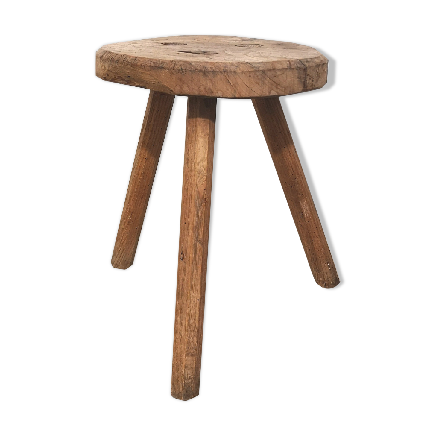 Raw wooden tripod stool