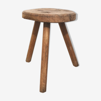 Raw wooden tripod stool