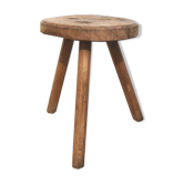 Tabouret tripode en bois brut