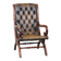 Green Vintage Leather English Chesterfield Armchair Combined with Wood