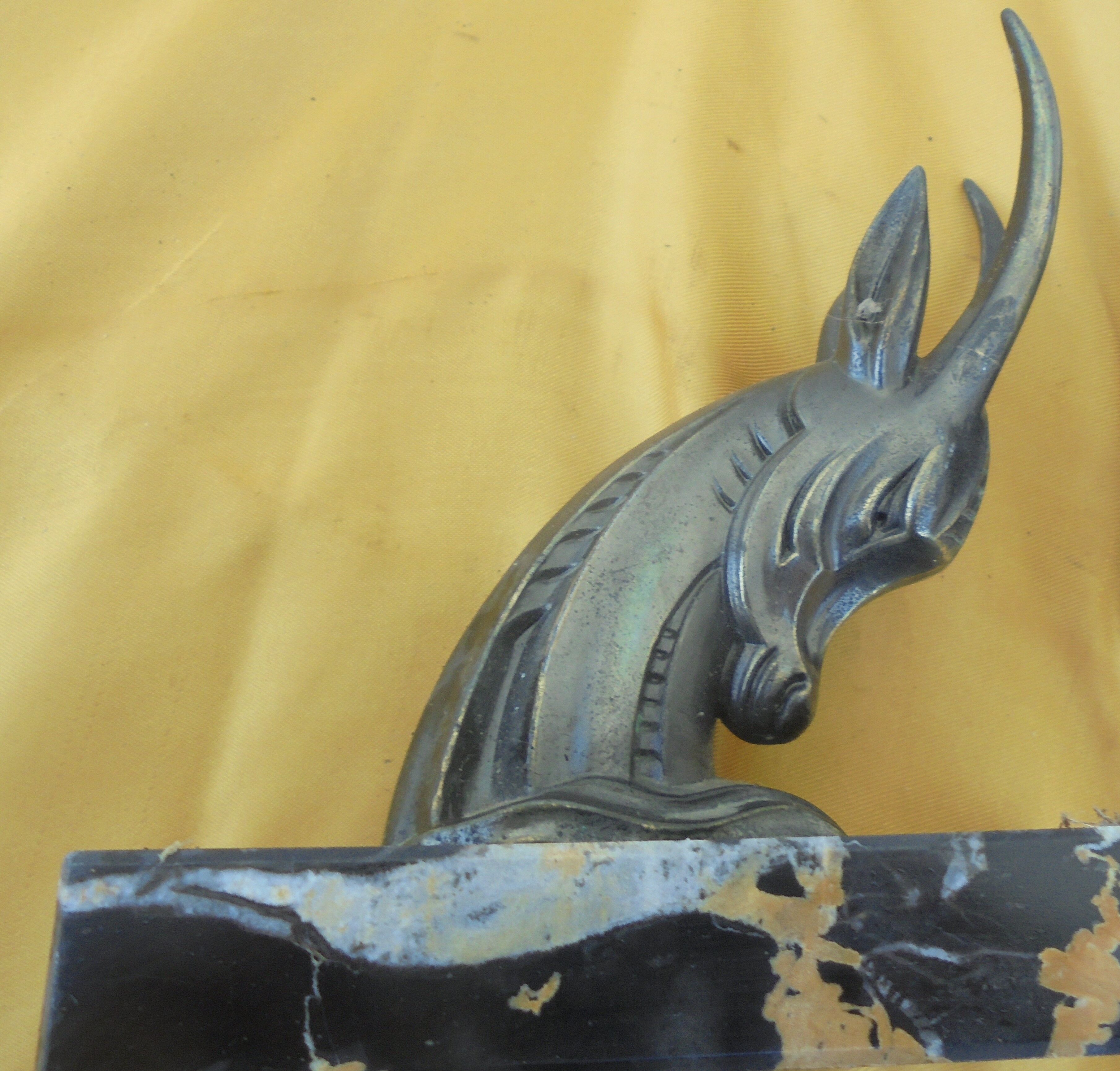 Pair of art deco bookends antelope heads