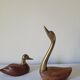 Duck and swan in brass and wood