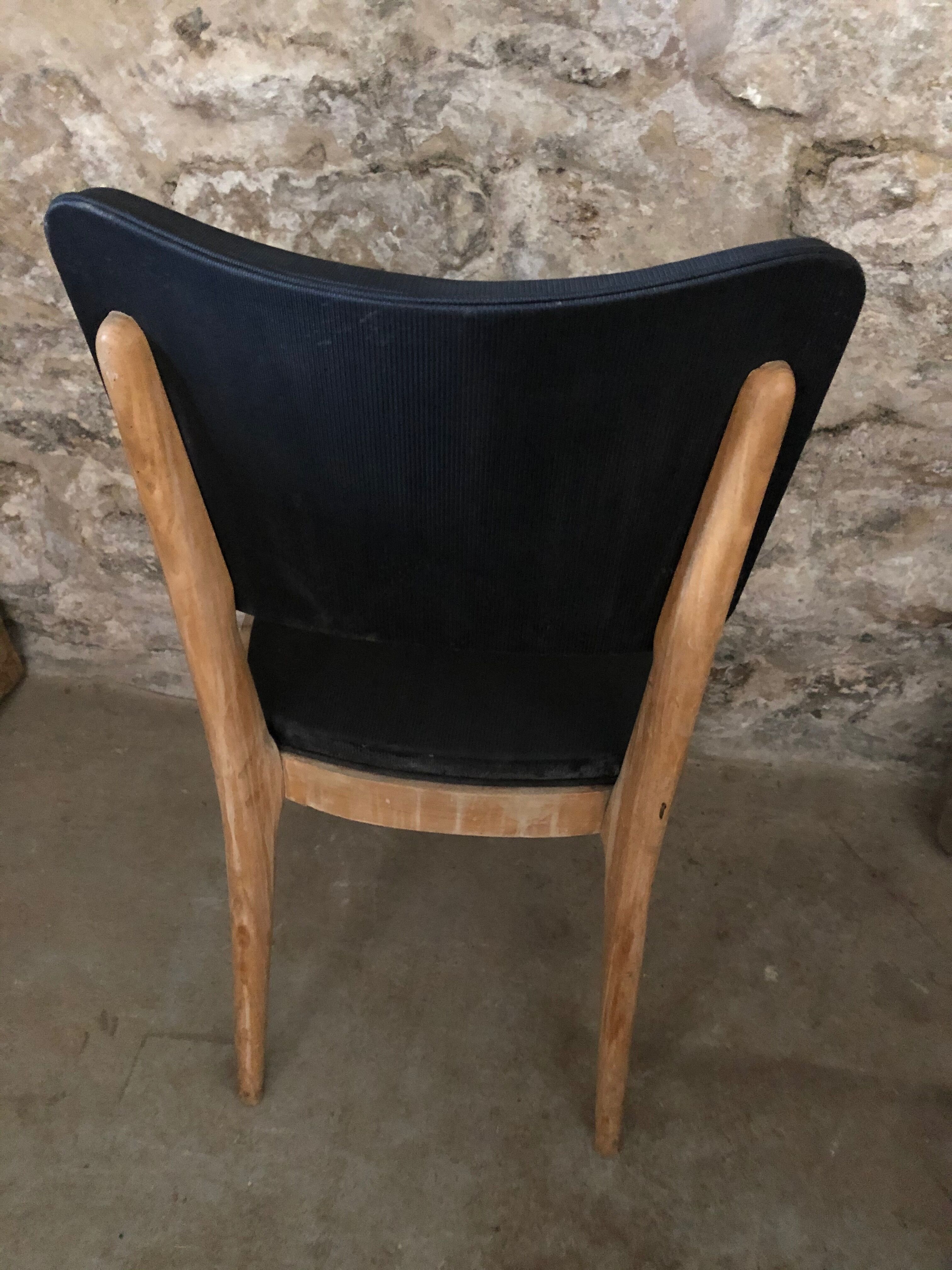 Scandinavian chair wood black leather