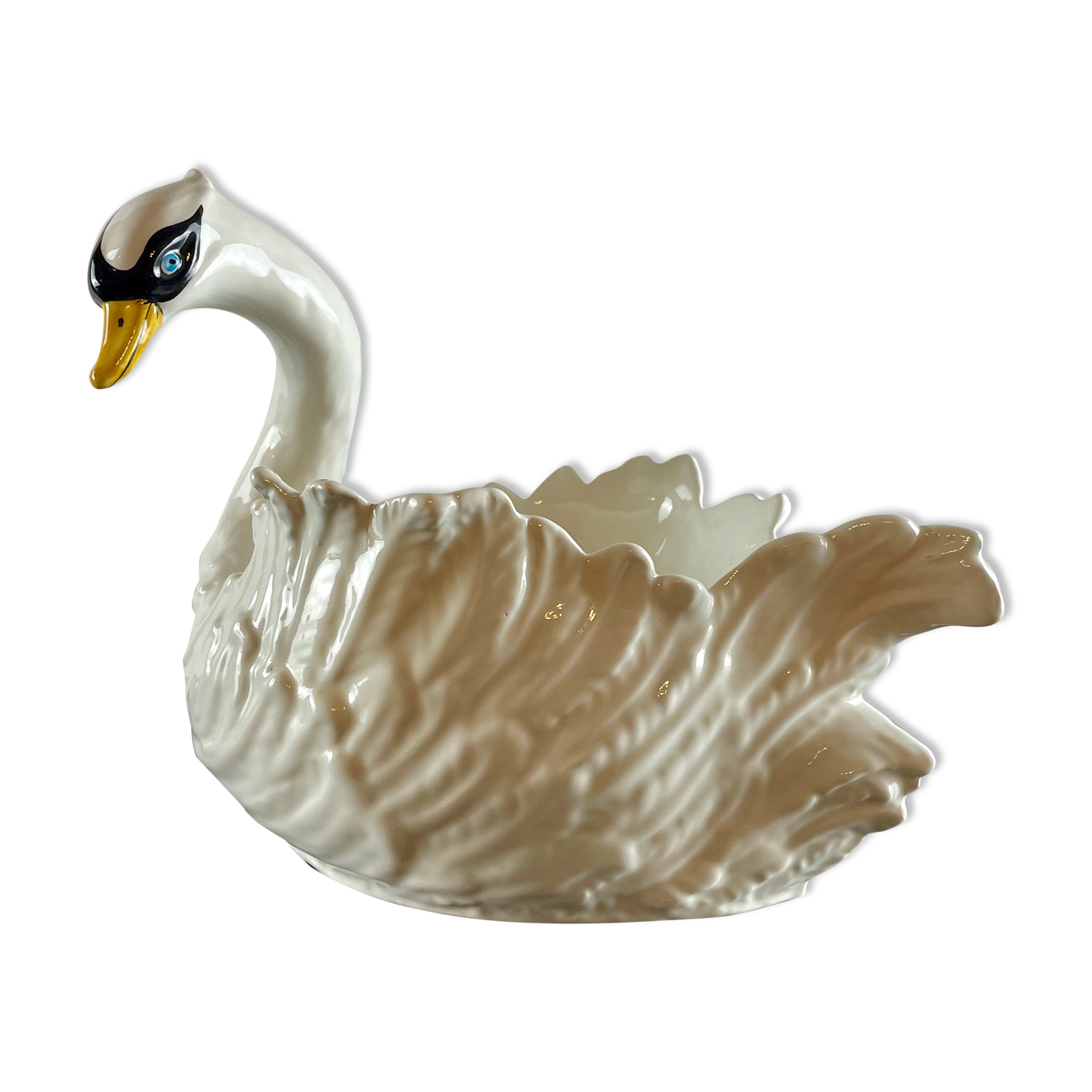 Swan ceramic planter from Bassano, Italy, circa 1970