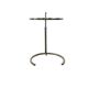 Vintage adjustable chrome side table with smoked glass.