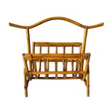 Vintage bamboo and rattan magazine rack